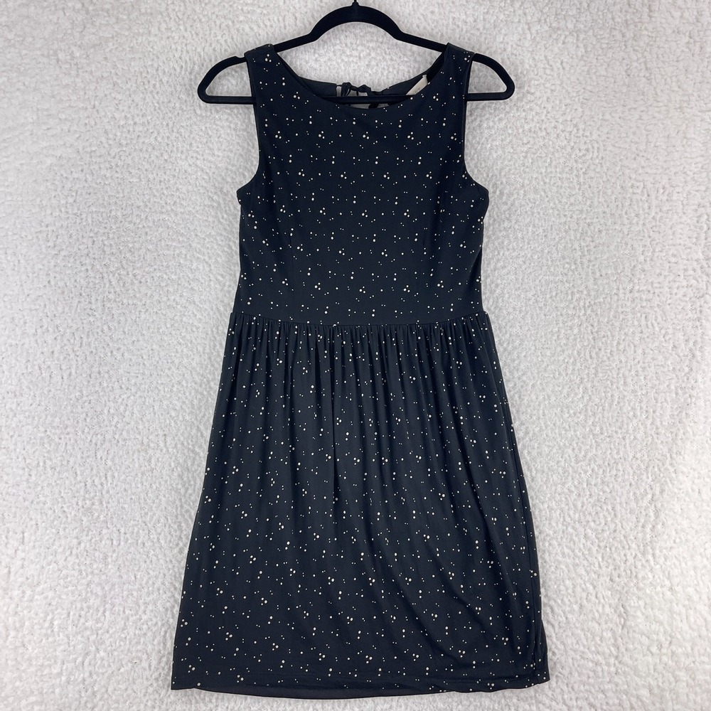 Ann Taylor LOFT Black Dot Print‎ Dress Womens Knee Length Sleeveless Size XS